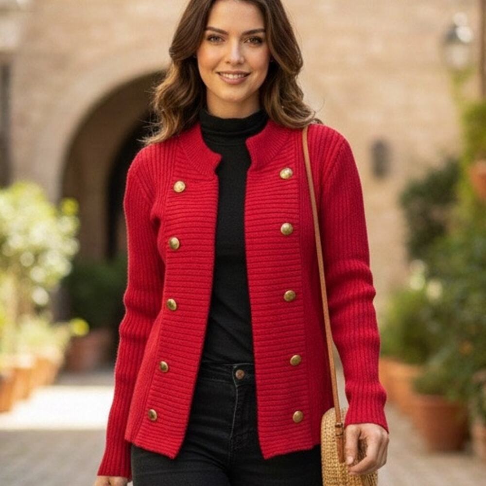 Chaps military style sweater/cardigan